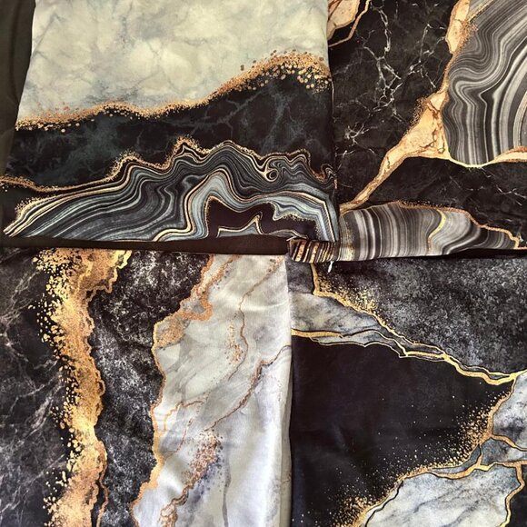 Set of 4 Black/White/Gold Marbled Designed Pillow Cases ONLY PILLOW CASES - Picture 2 of 6